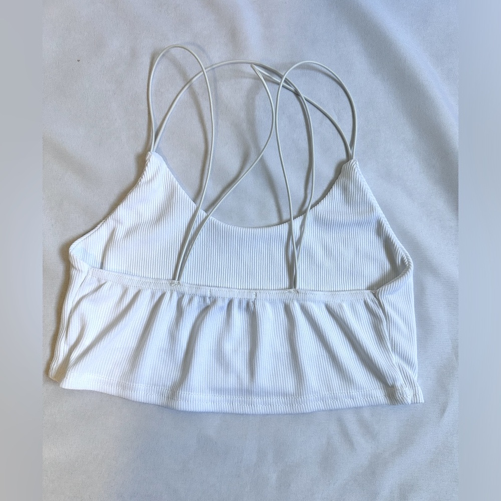 NASTY GAL White Ribbed Tank Crop Top - Picture 2 of 4